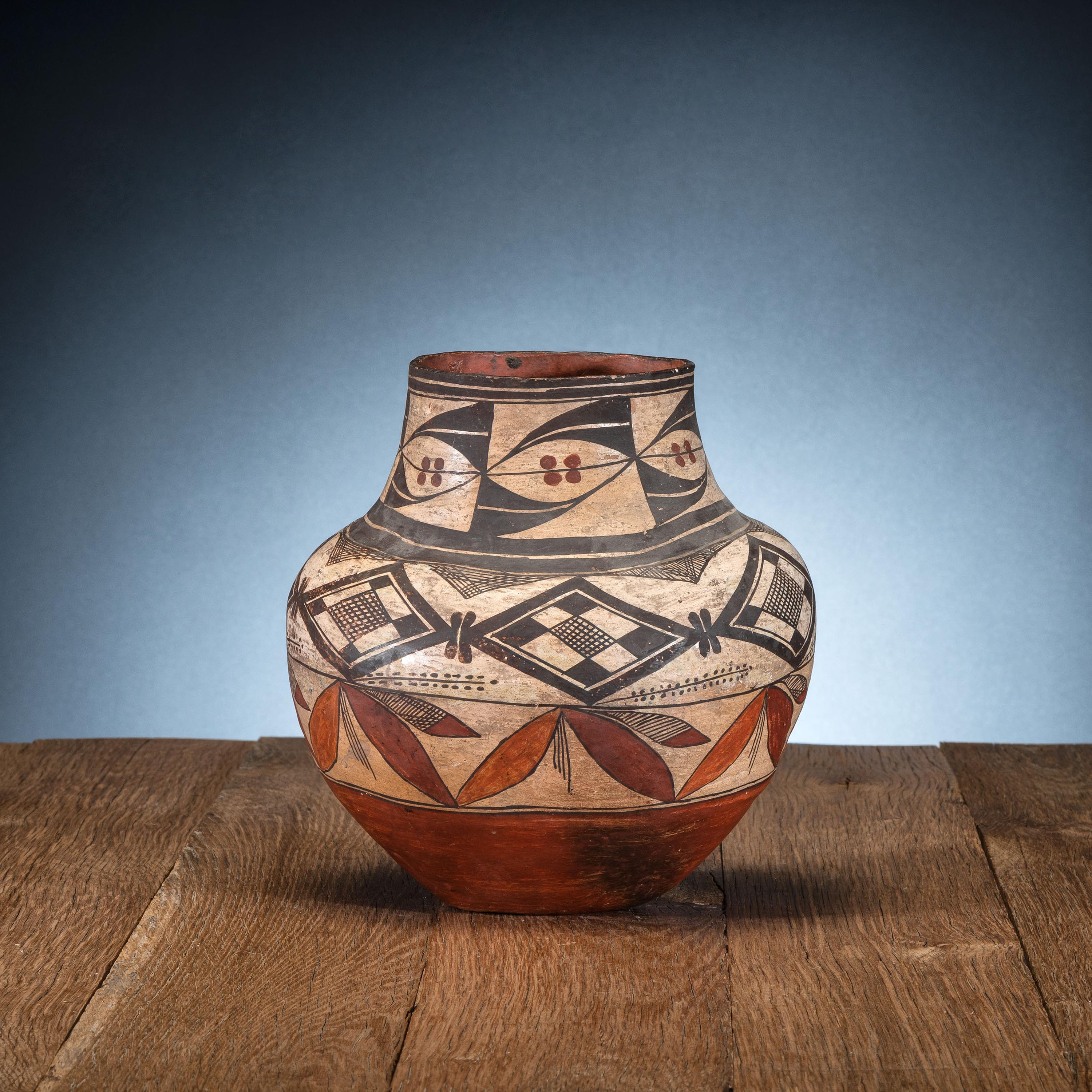 Acoma Four-Color Polychrome Pottery Jar
