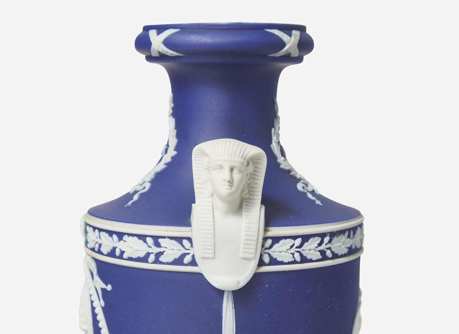 A Wedgwood Blue Dip Jasperware Vase Commemorating Lord Nelson, UK, circa 1905