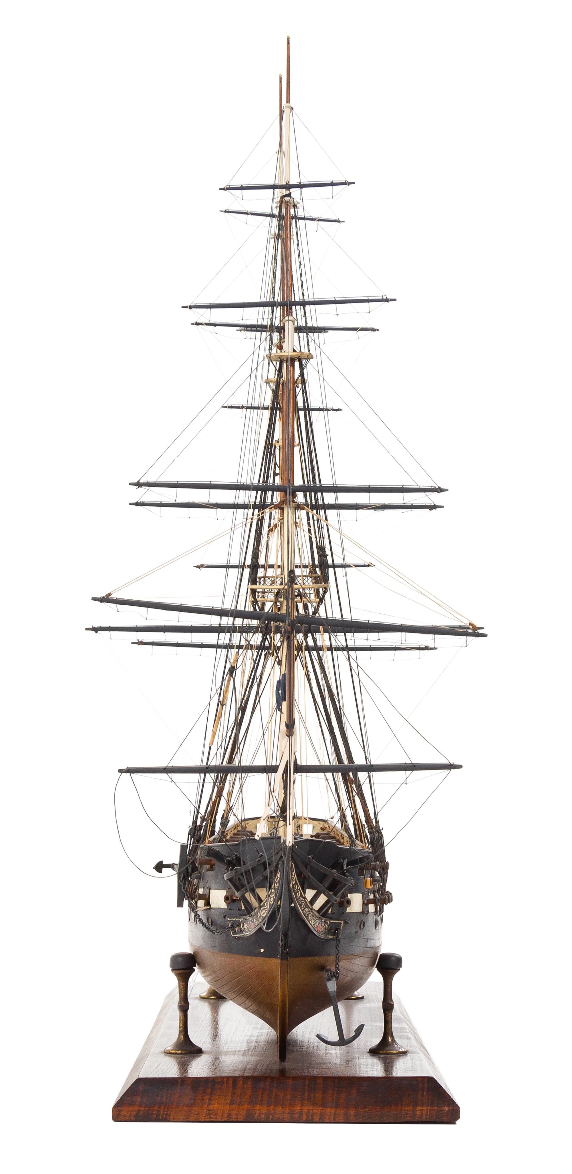 A Model of the "USS Constitution" Height 29 1/4 x length of model 33 inches.