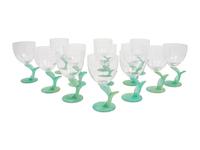 A Set of Thirteen Daum Pâte-de-Verre Cactus Goblets and Two Snifters