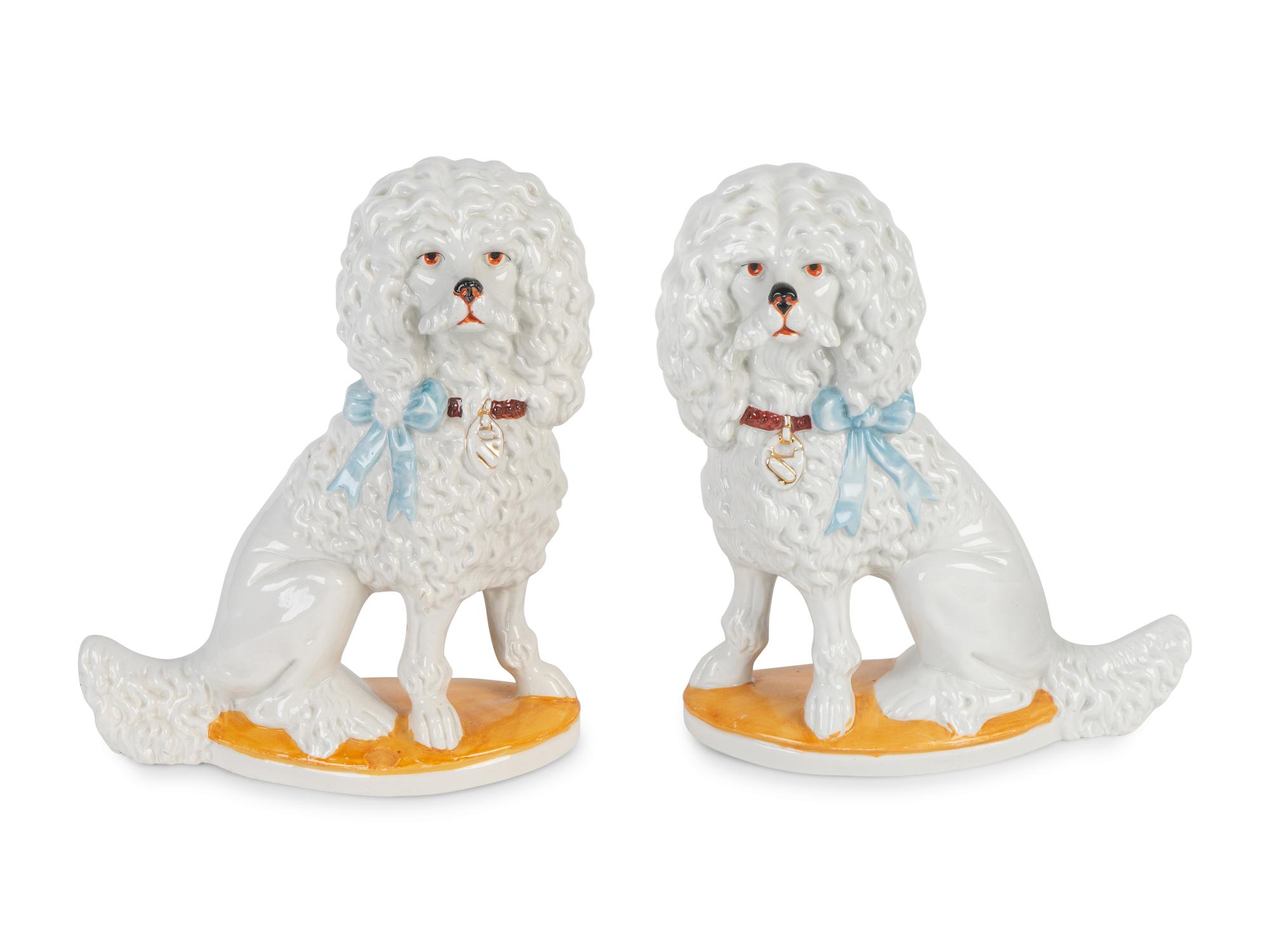 A Pair of Meissen Style Porcelain Poodles — 20TH CENTURY
