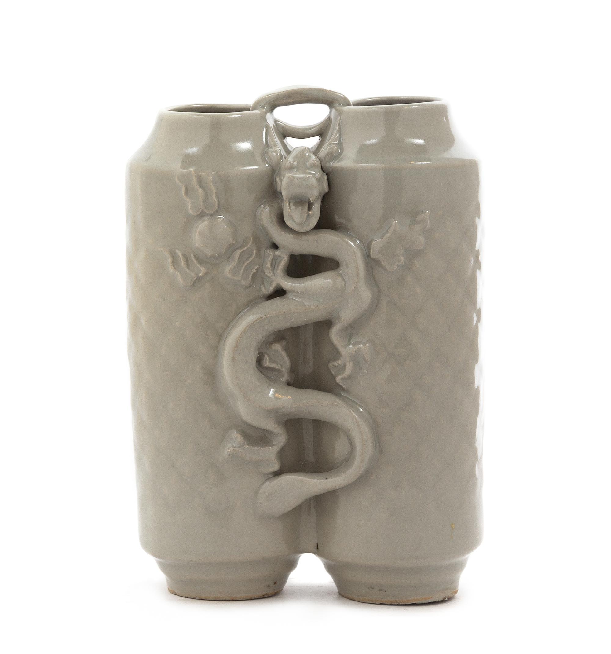 A Longquan Celadon Glazed Champion Vase MING DYNASTY Height 7 3/8 inches. — MING DYNASTY