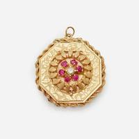 A Collection of 14K Ruby Earrings and Pendant