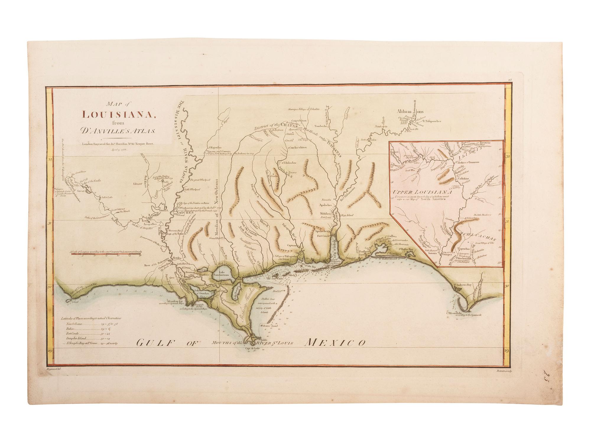[MAPS - LOUISIANA] Map of Louisiana from D'Anville's Atlas . London, 1788. [ With: ] Assorted currency.