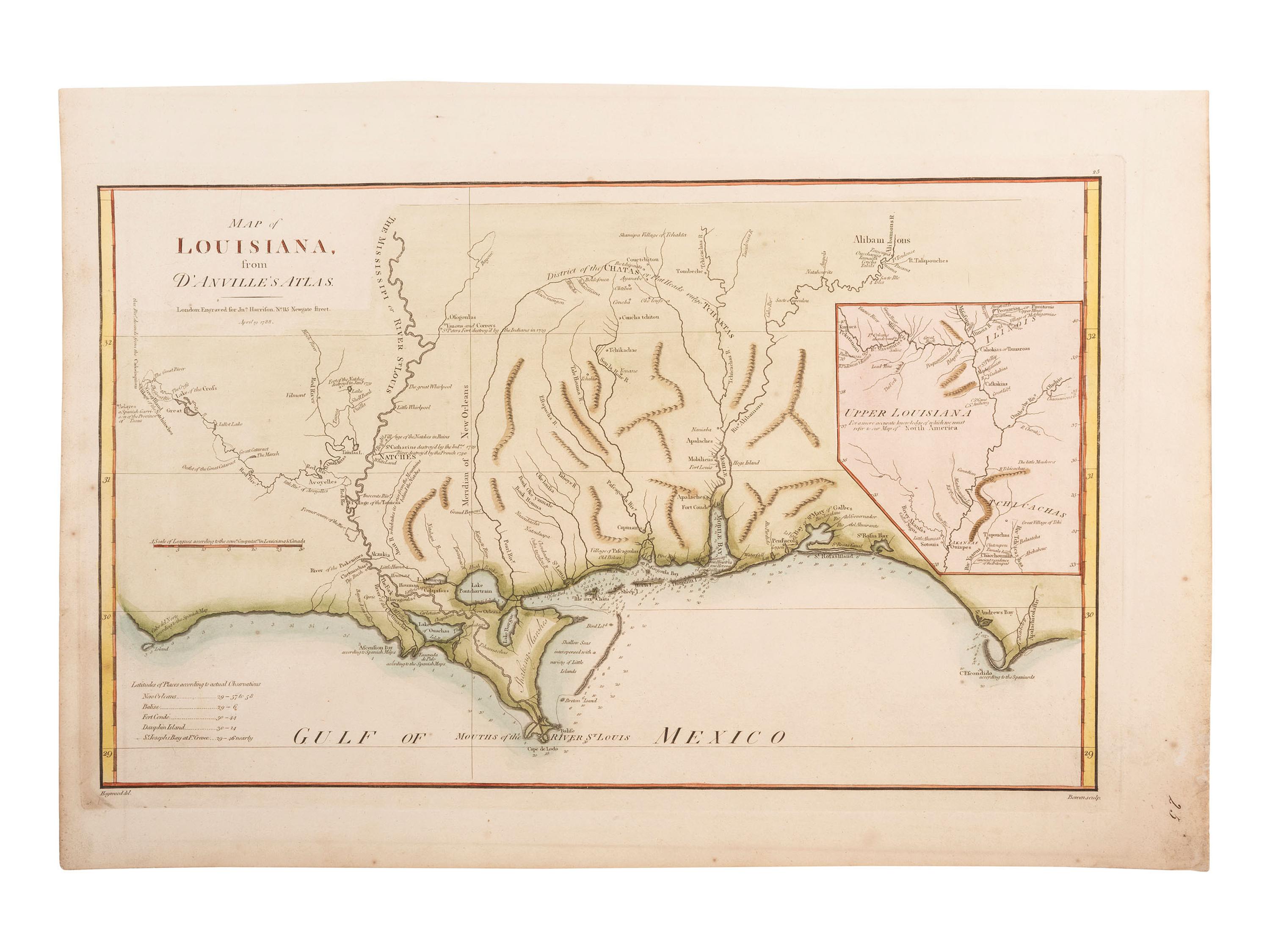 [MAPS - LOUISIANA] Map of Louisiana from D'Anville's Atlas . London, 1788. [ With: ] Assorted currency.