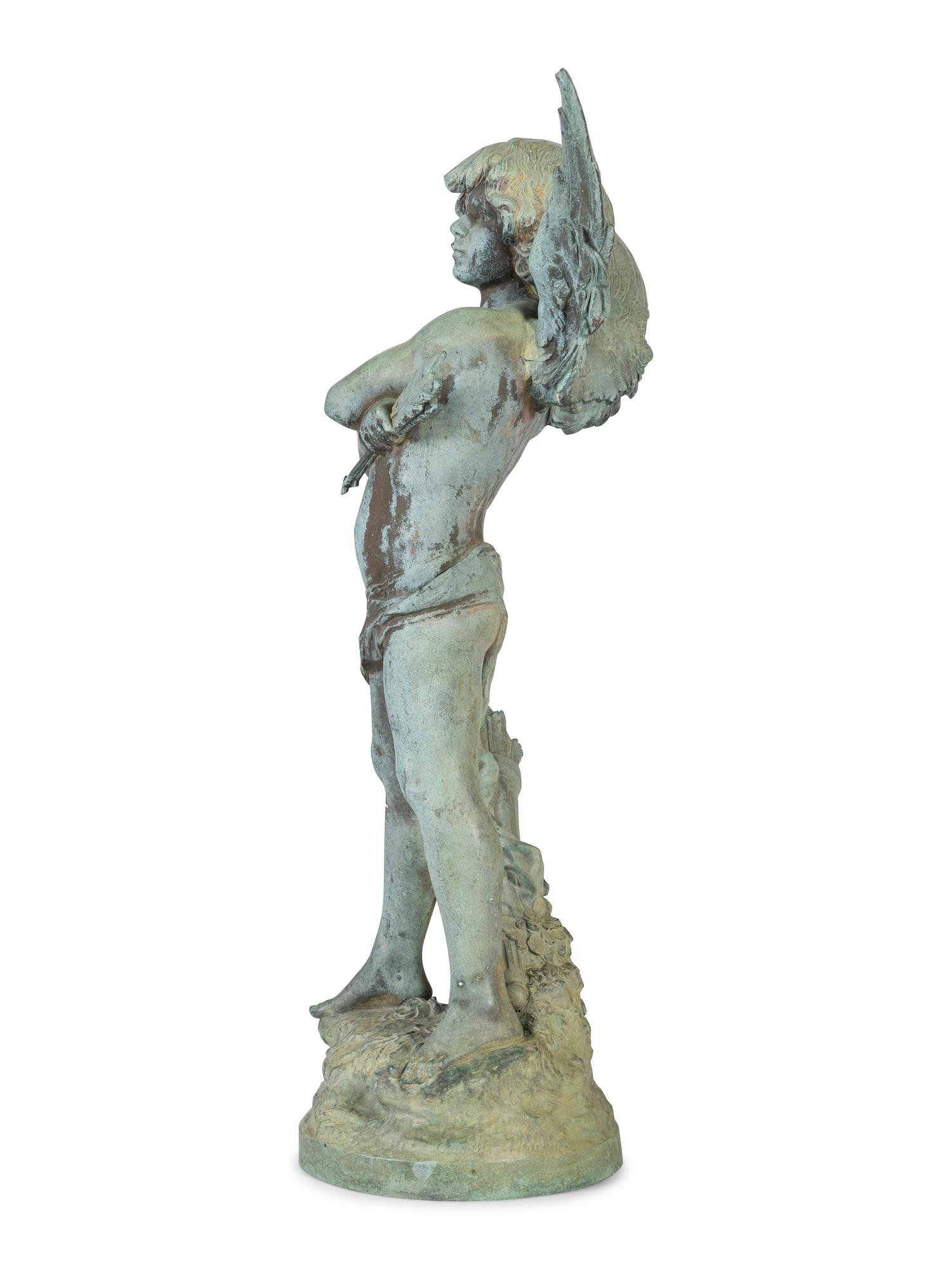 A Bronze Cupid Sculpture, After Auguste Moreau (French, 1834-1917)