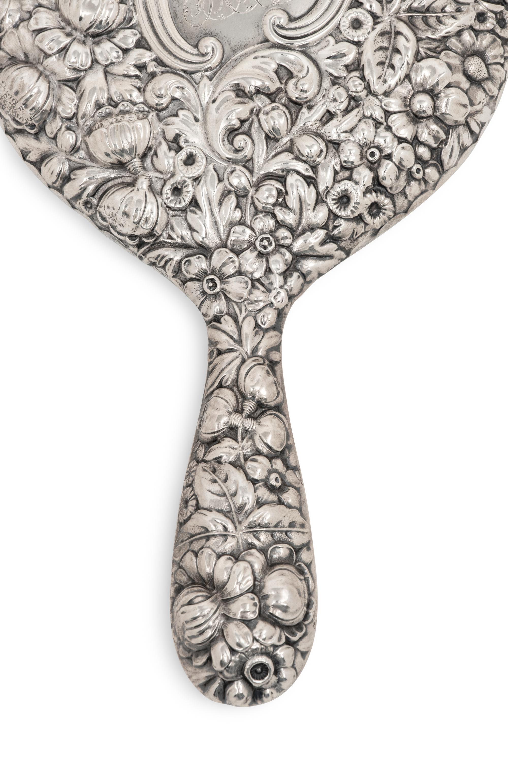An American Silver Repoussé Hand Mirror