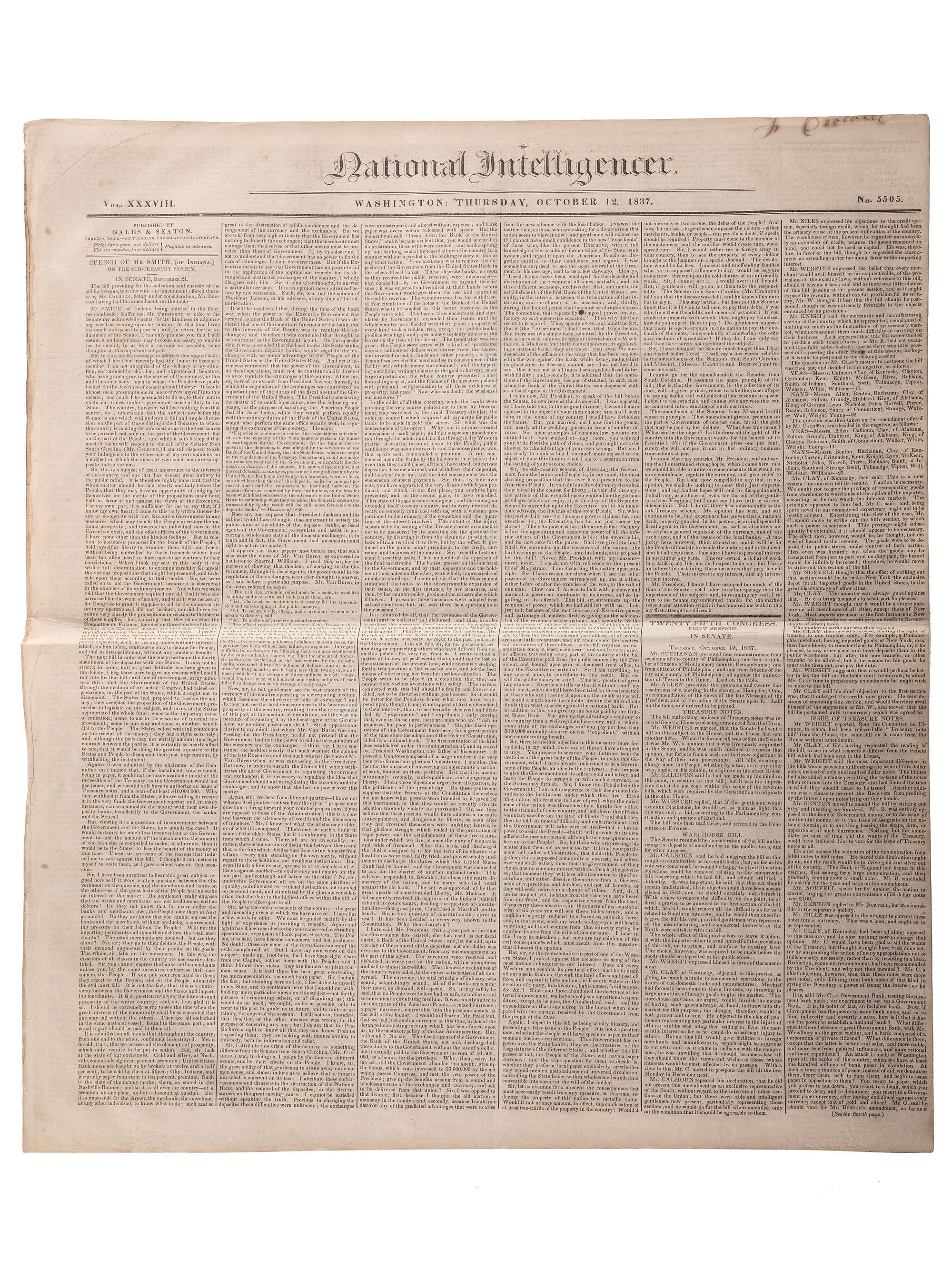 [SLAVERY & ABOLITION]. Advertisements for the return of freedom seekers published in 7 issues of The National Intelligencer . Washington, DC: 1831-1858.