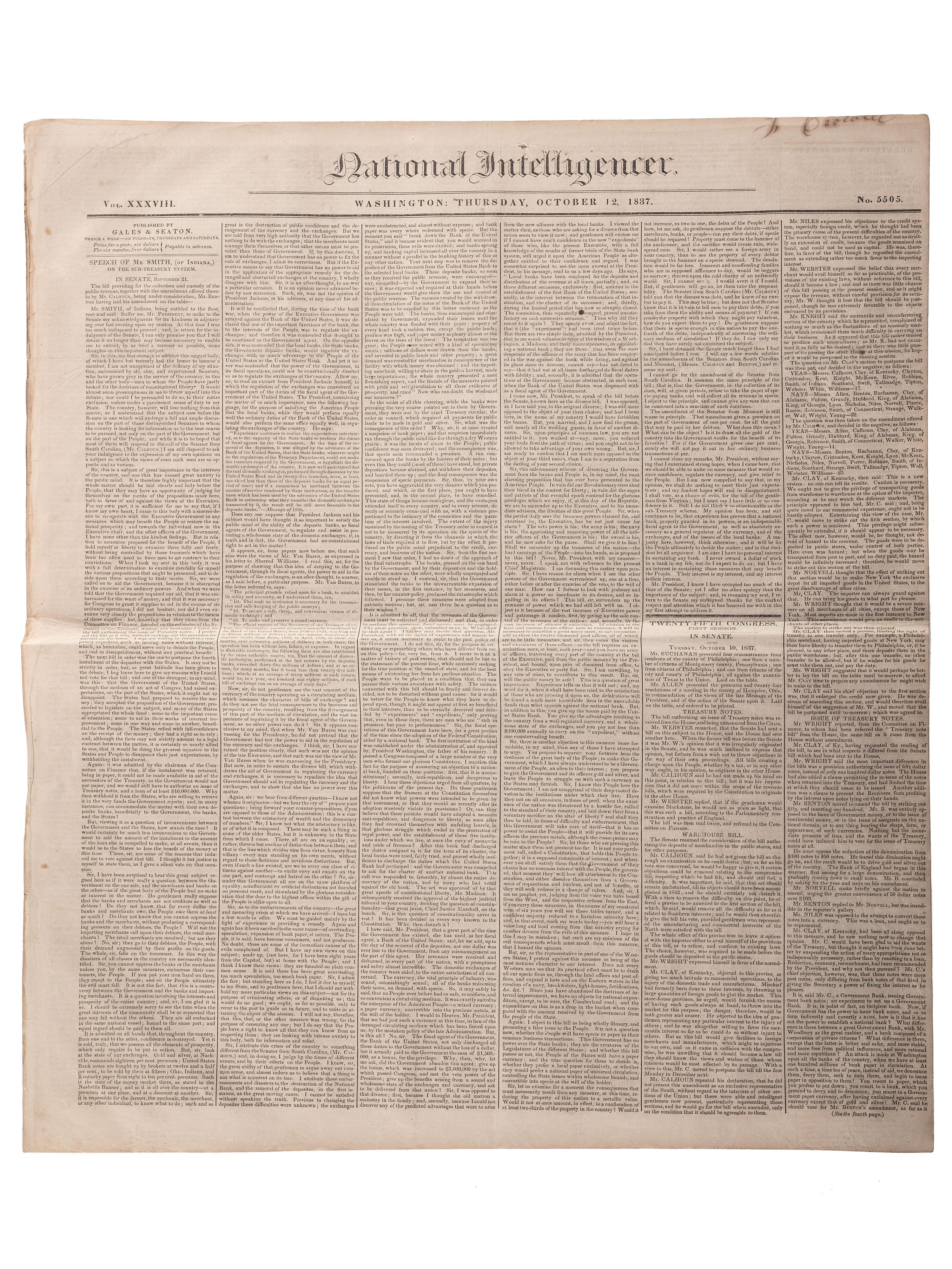[SLAVERY & ABOLITION]. Advertisements for the return of freedom seekers published in 7 issues of The National Intelligencer . Washington, DC: 1831-1858.
