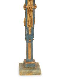 A Pair of Italian Baroque Blue-Painted and Parcel-Gilt Pedestals