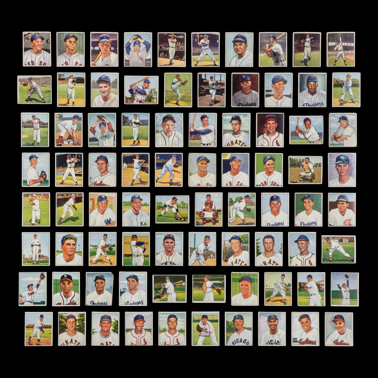 A Partial Set of 1950 Bowman Baseball Cards Including Multiple Hall of Famers (202/252)