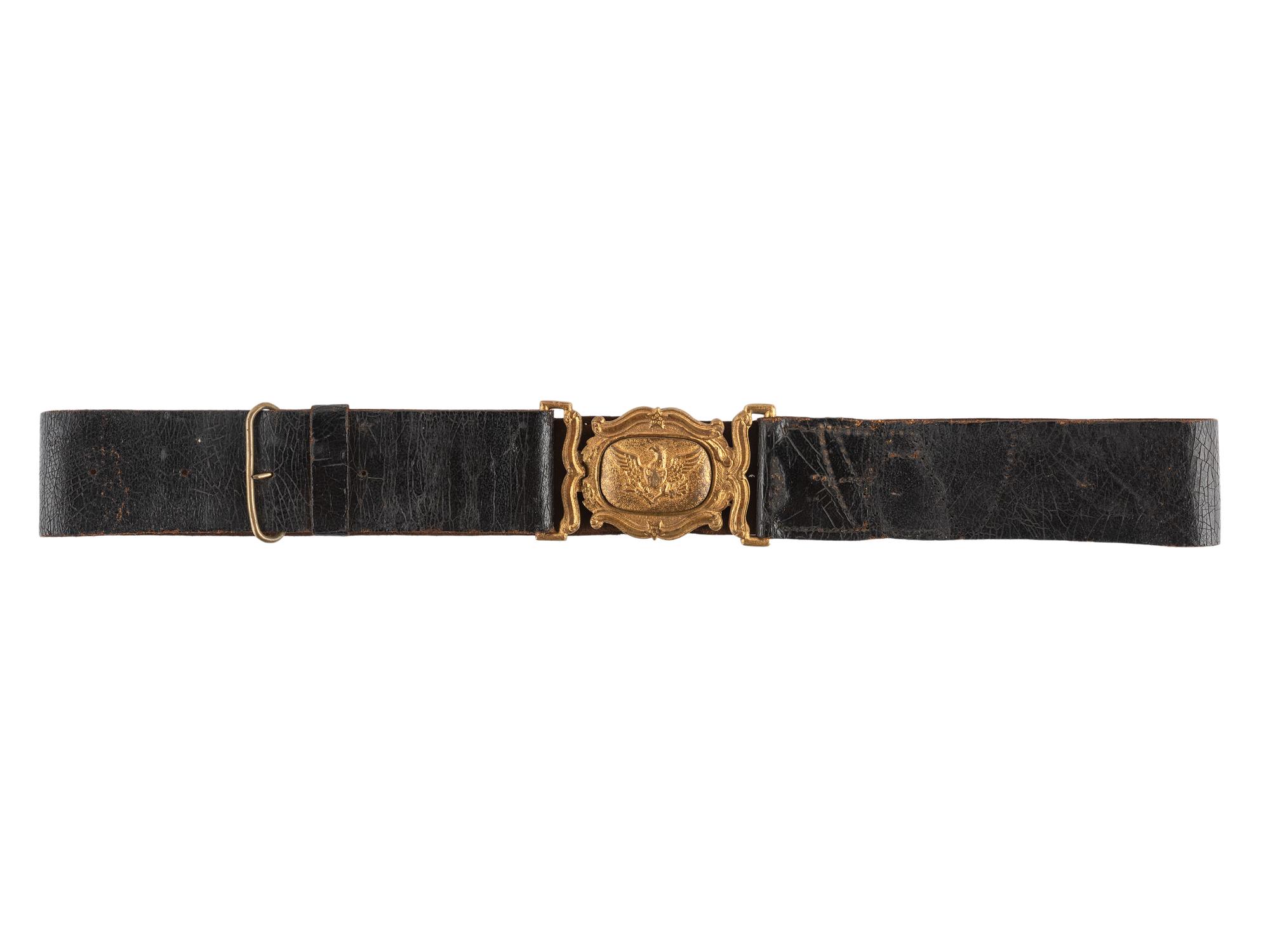 [CIVIL WAR]. Pre-war militia belt equipped with tongue and wreath eagle plate. Ca 1845-1860.