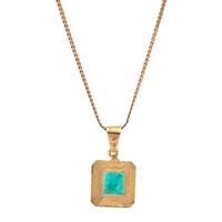 YELLOW GOLD, EMERALD AND DIAMOND PENDANT/NECKLACE