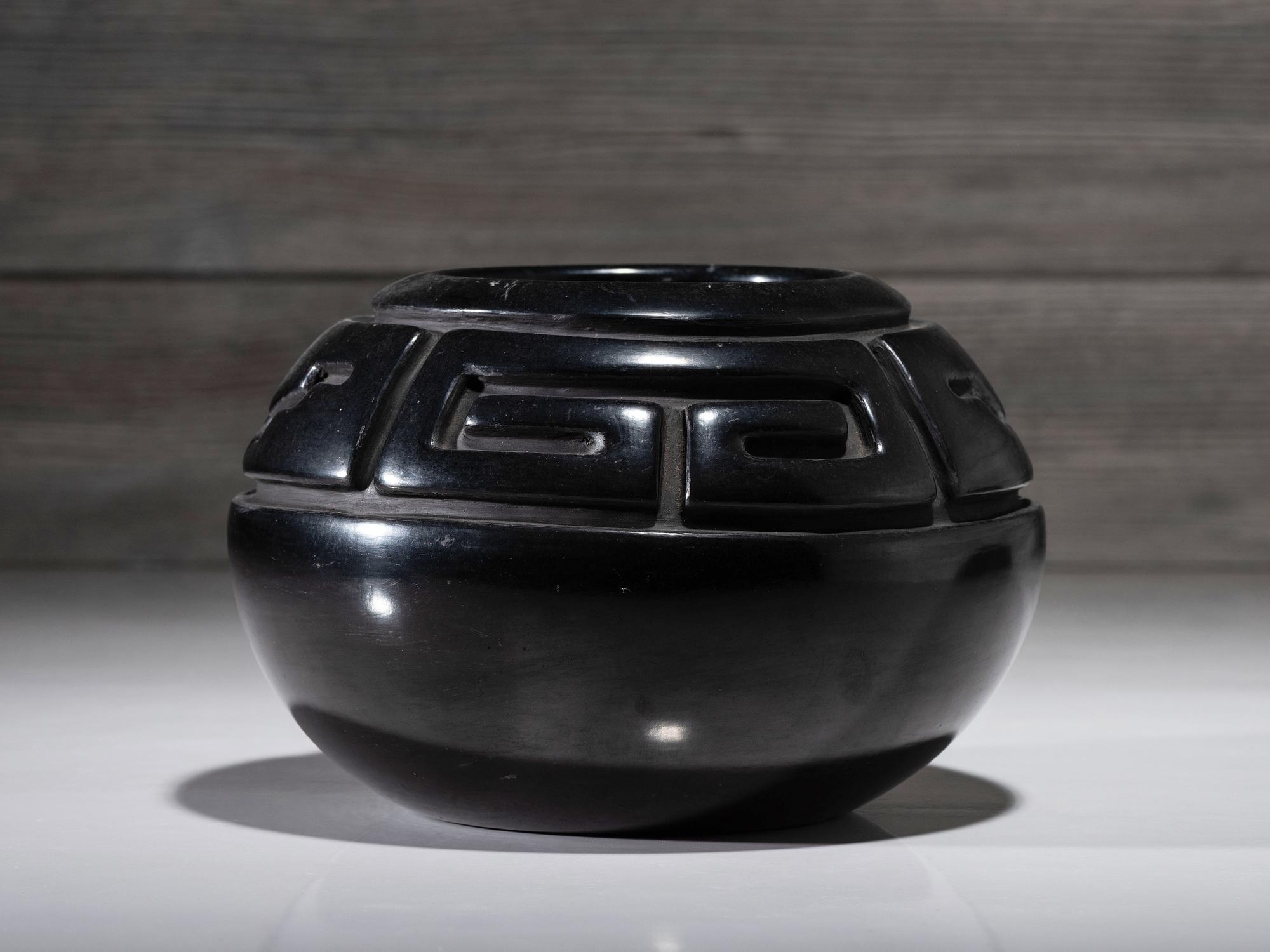 Carved Blackware Pottery Jar