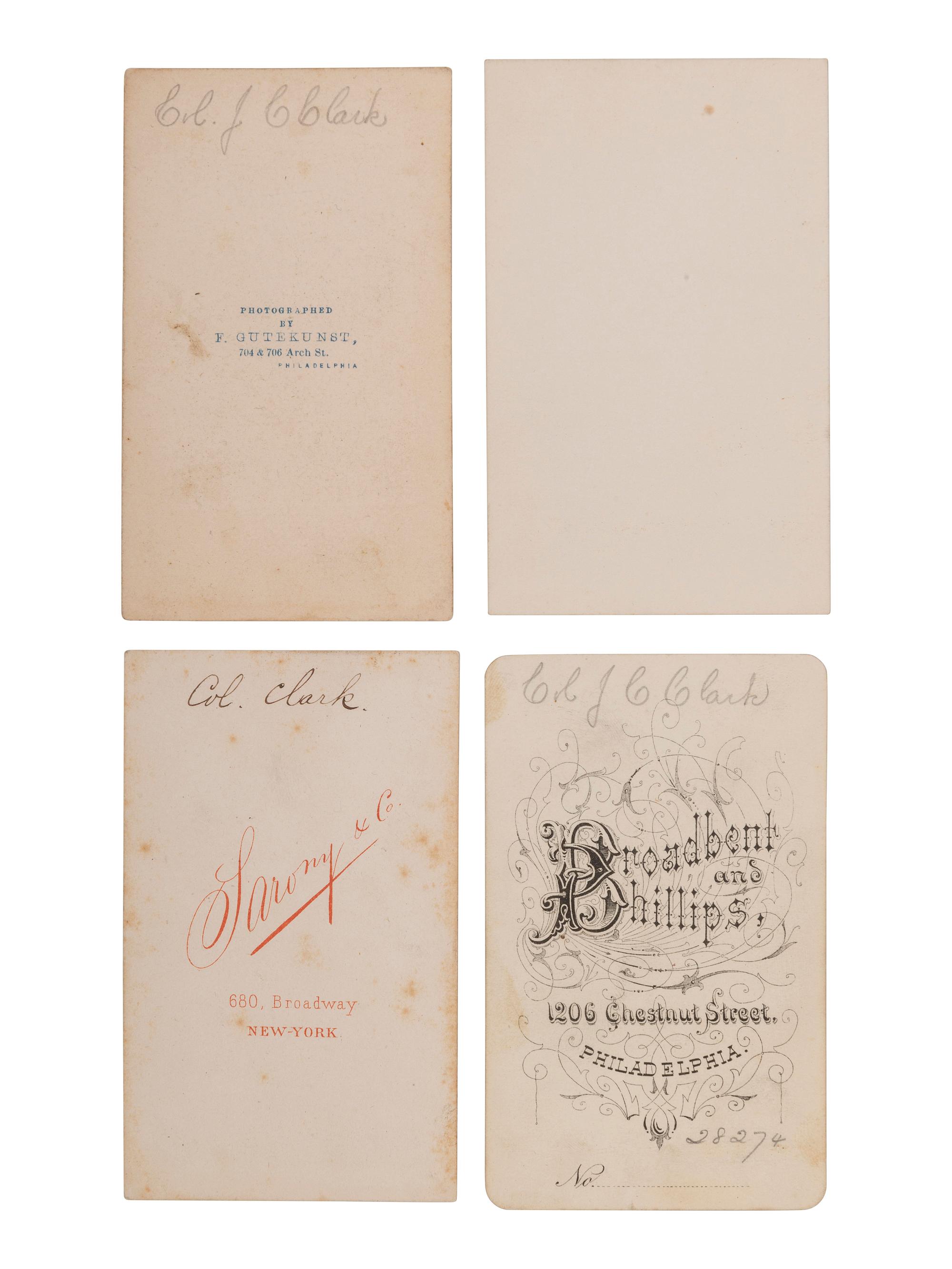 [WESTERN AMERICANA -- CIVIL WAR -- LINCOLN]. Papers of Captain Joseph Claypoole Clark, 4th US Light Artillery, Battery E, WIA Antietam, including frontier and Civil War correspondence, photography, and appointment signed by Lincoln as President.