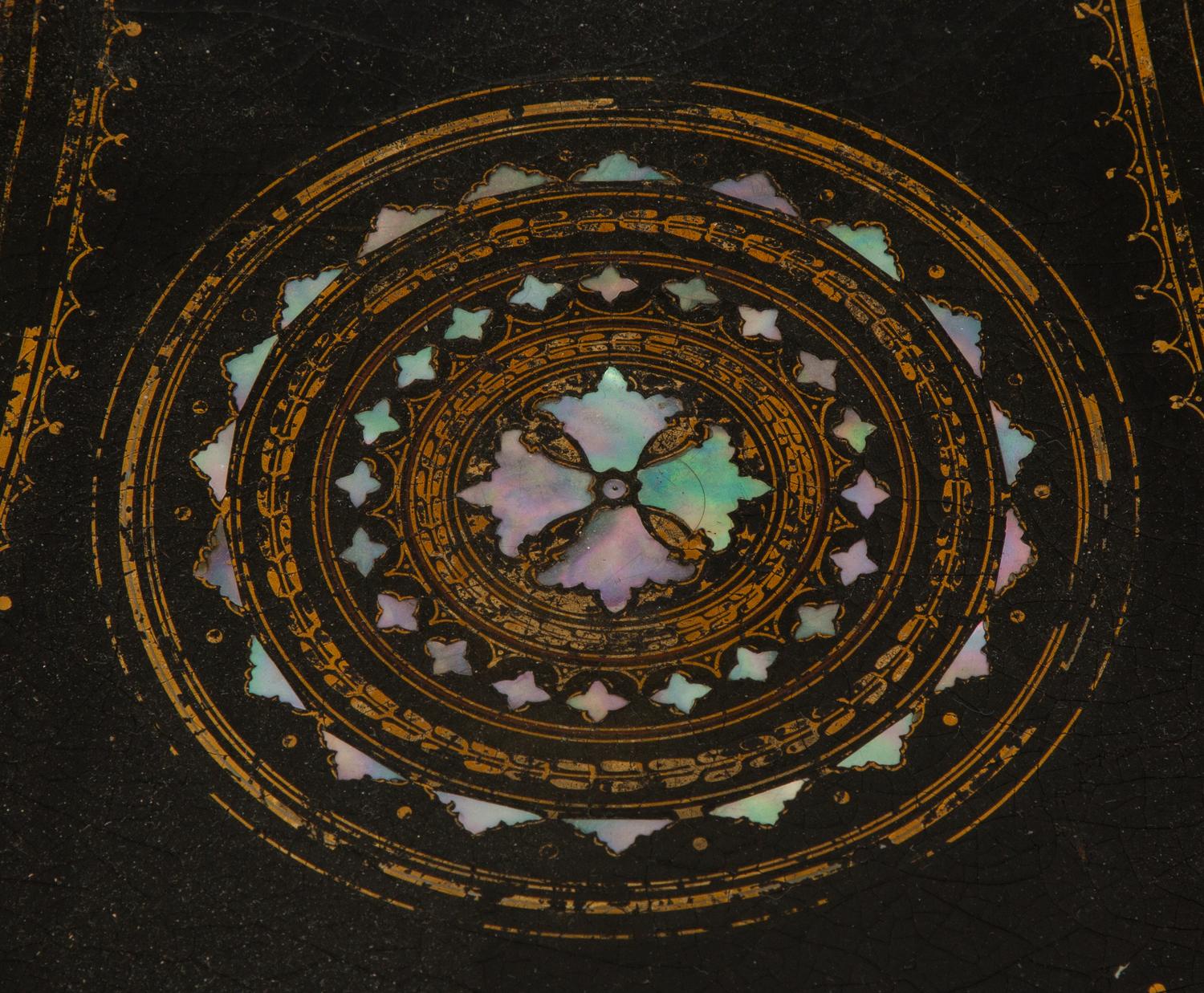 A Pair of Victorian Mother-of-Pearl Inlaid Black Lacquer Side Chairs