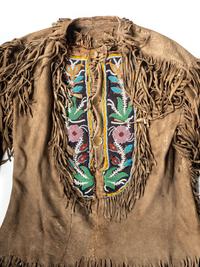 Great Lakes Beaded Hide Shirt and Complementing Gauntlets