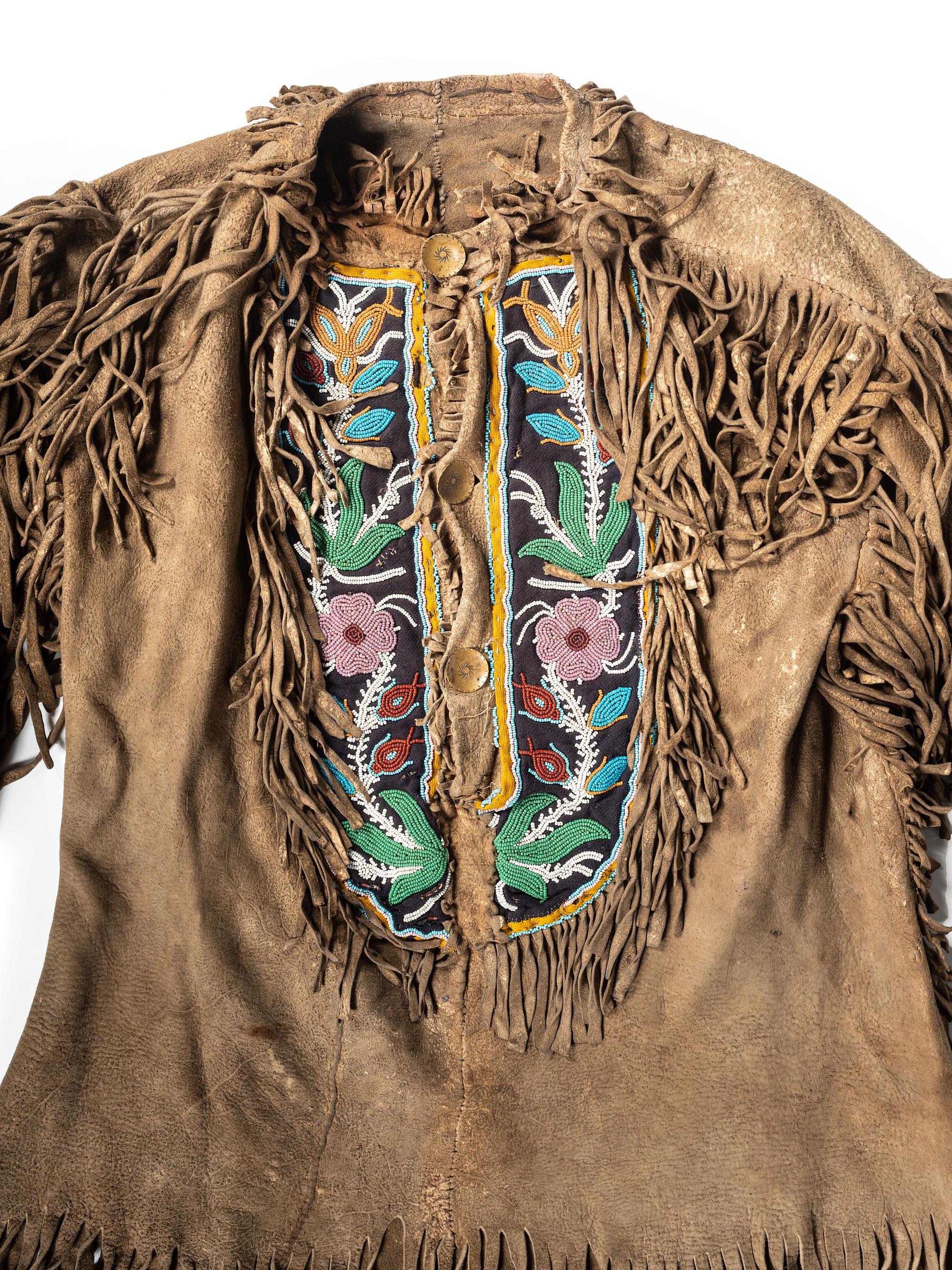 Great Lakes Beaded Hide Shirt and Complementing Gauntlets