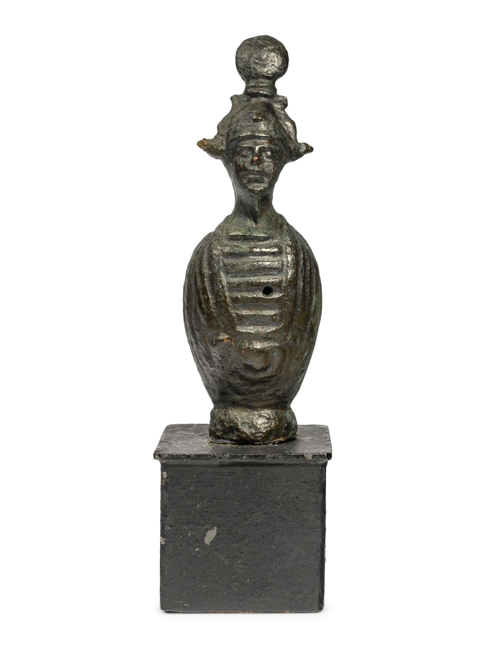 An Egyptian Bronze Canopic Osiris