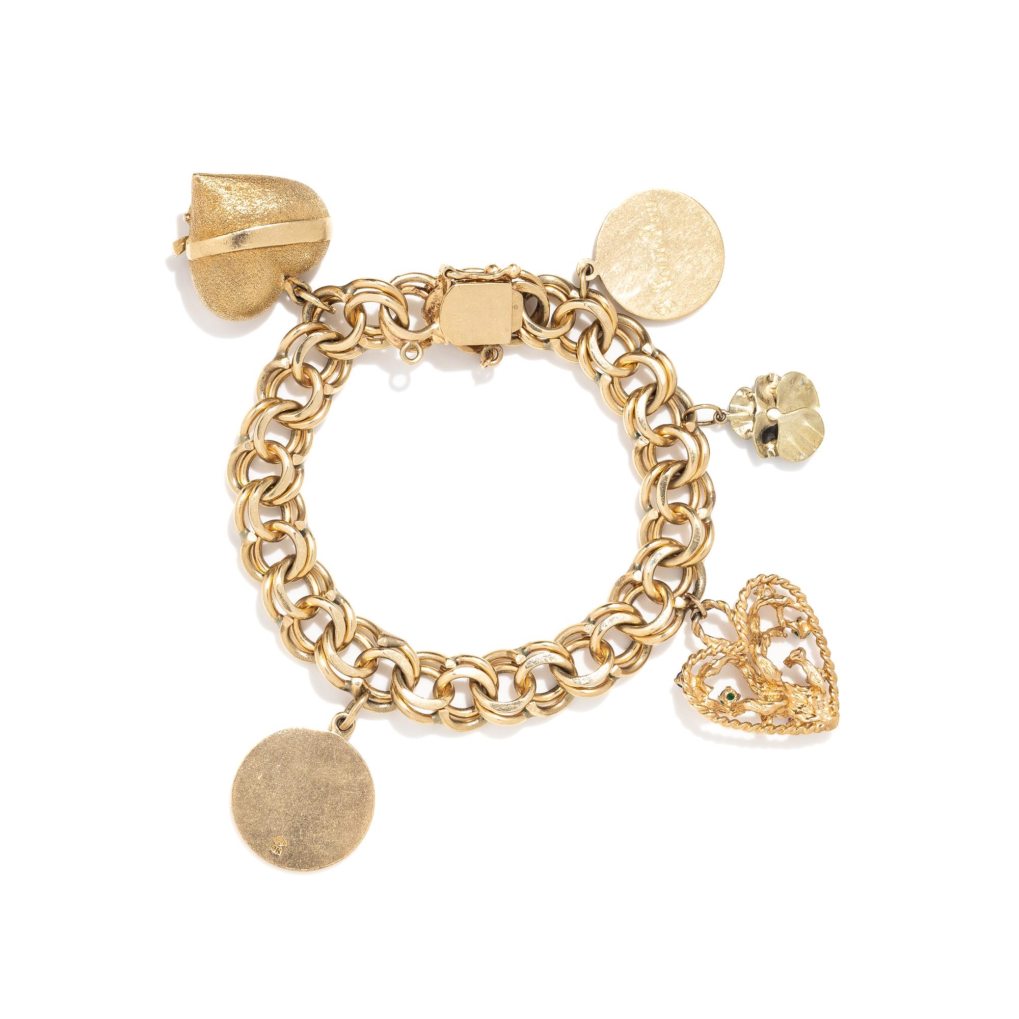 YELLOW GOLD AND MULTIGEM CHARM BRACELET