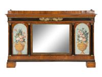 A North Italian Ebonized and Gilt Metal Mounted Walnut Overmantel Mirror