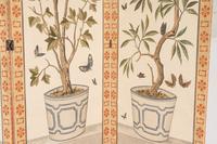 A Pair of Painted Three-Panel Screens