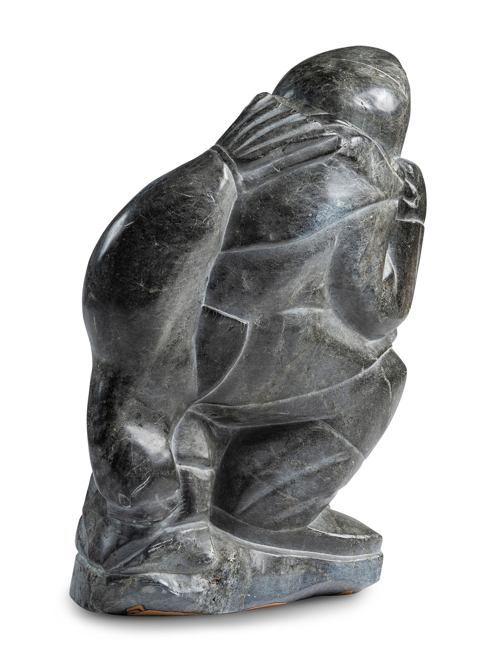 Inuit Soapstone Carving of Hunter and Seal