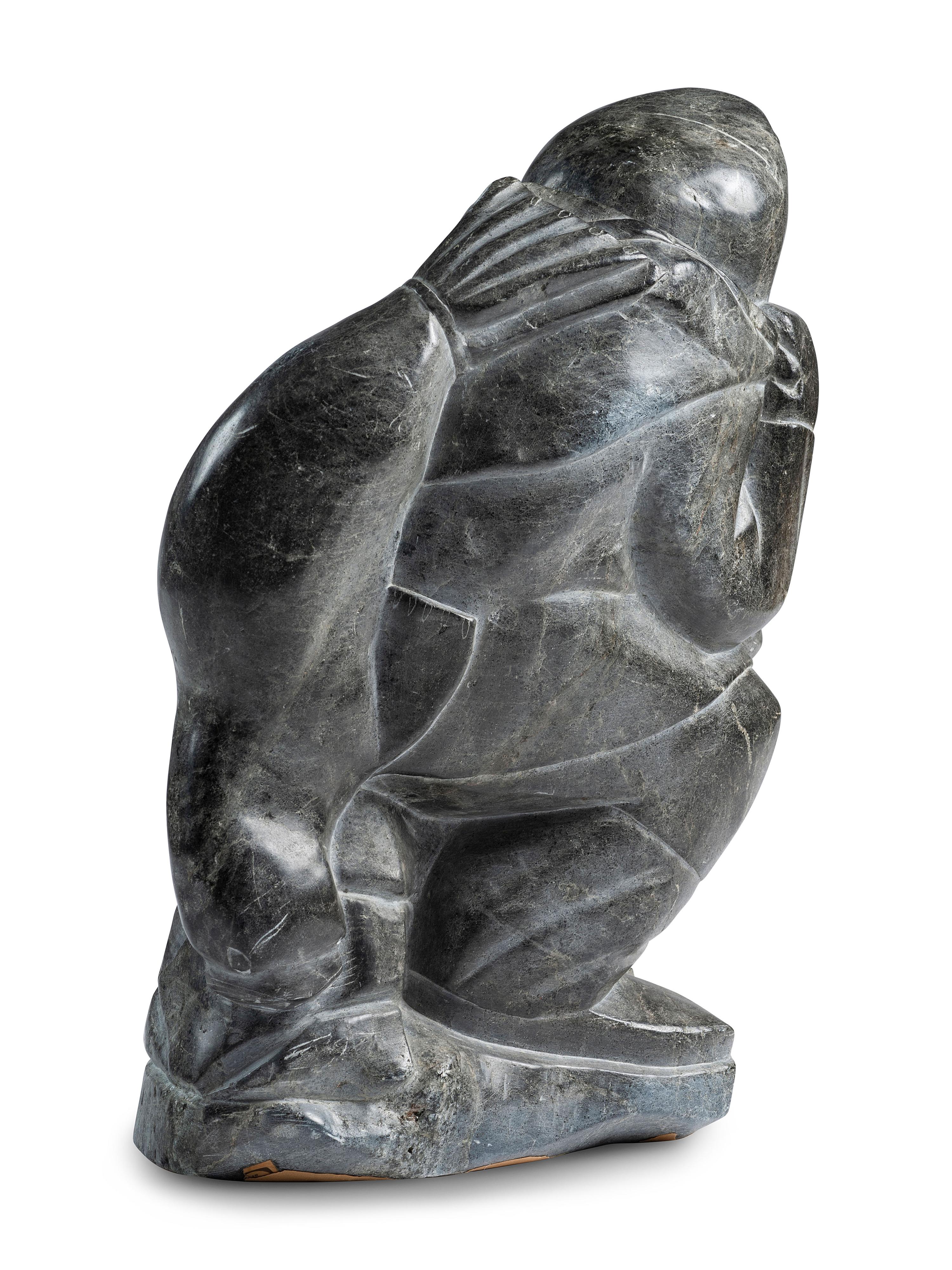 Inuit Soapstone Carving of Hunter and Seal