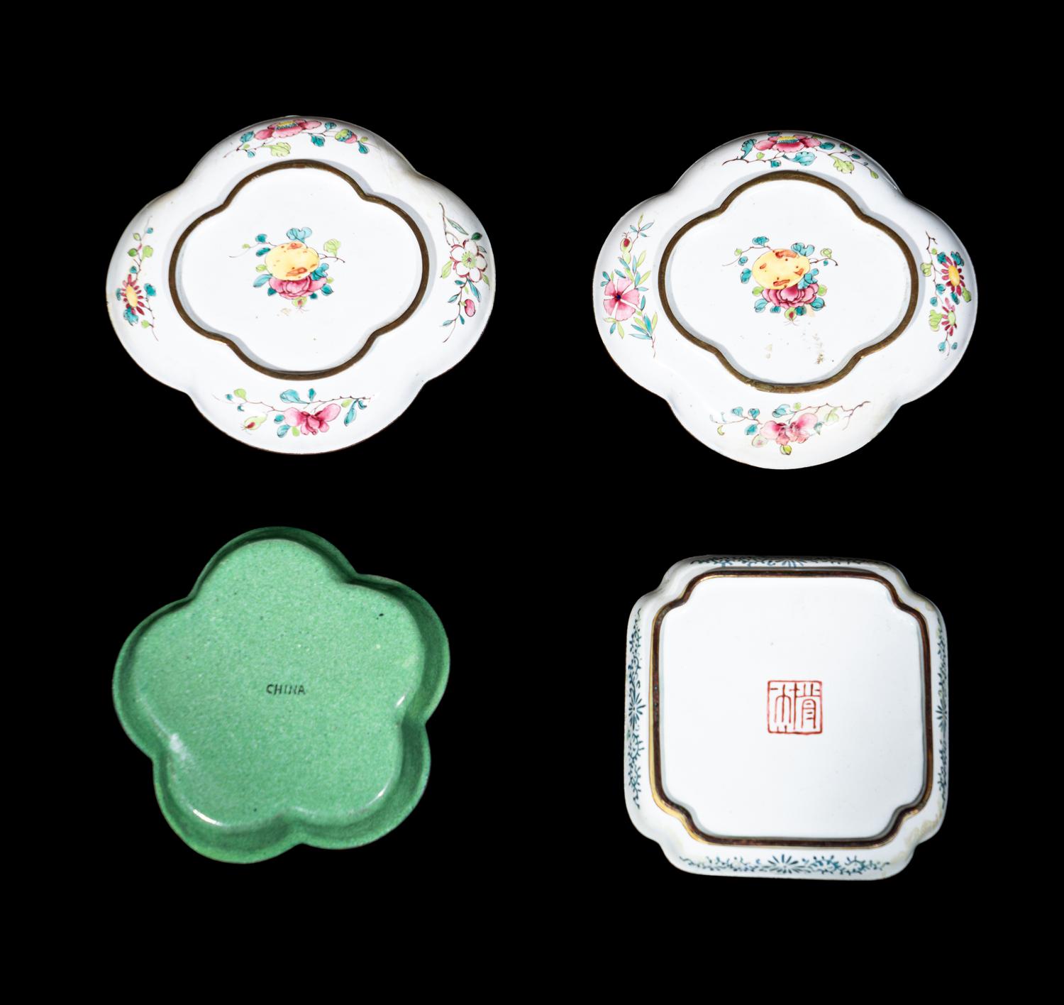 Nine Chinese Canton Enamel on Copper Wares