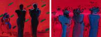 Three Facing West, 1989 and Zulu Red , 1988 (two works)