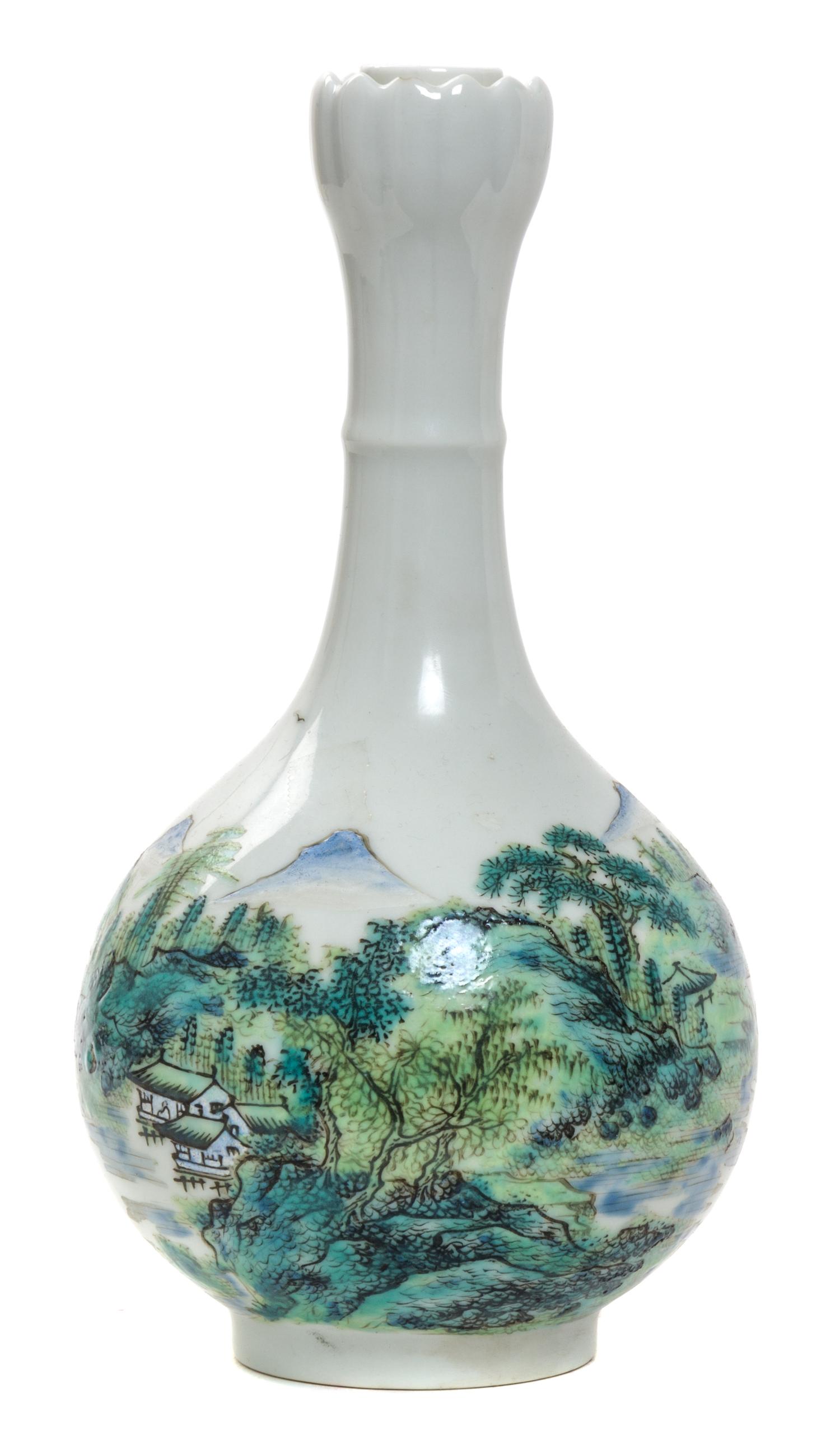 A Polychrome Enameled Porcelain Vase Height 8 1/2 inches.