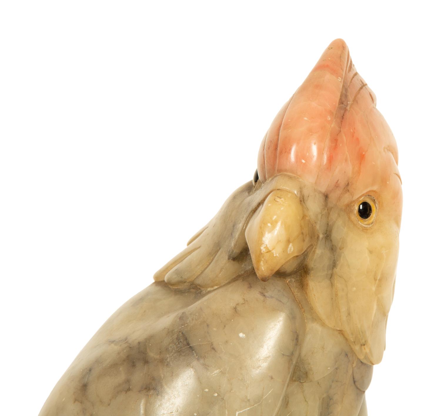 A Carved and Stained Hardstone Model of a Parrot — 20th Century