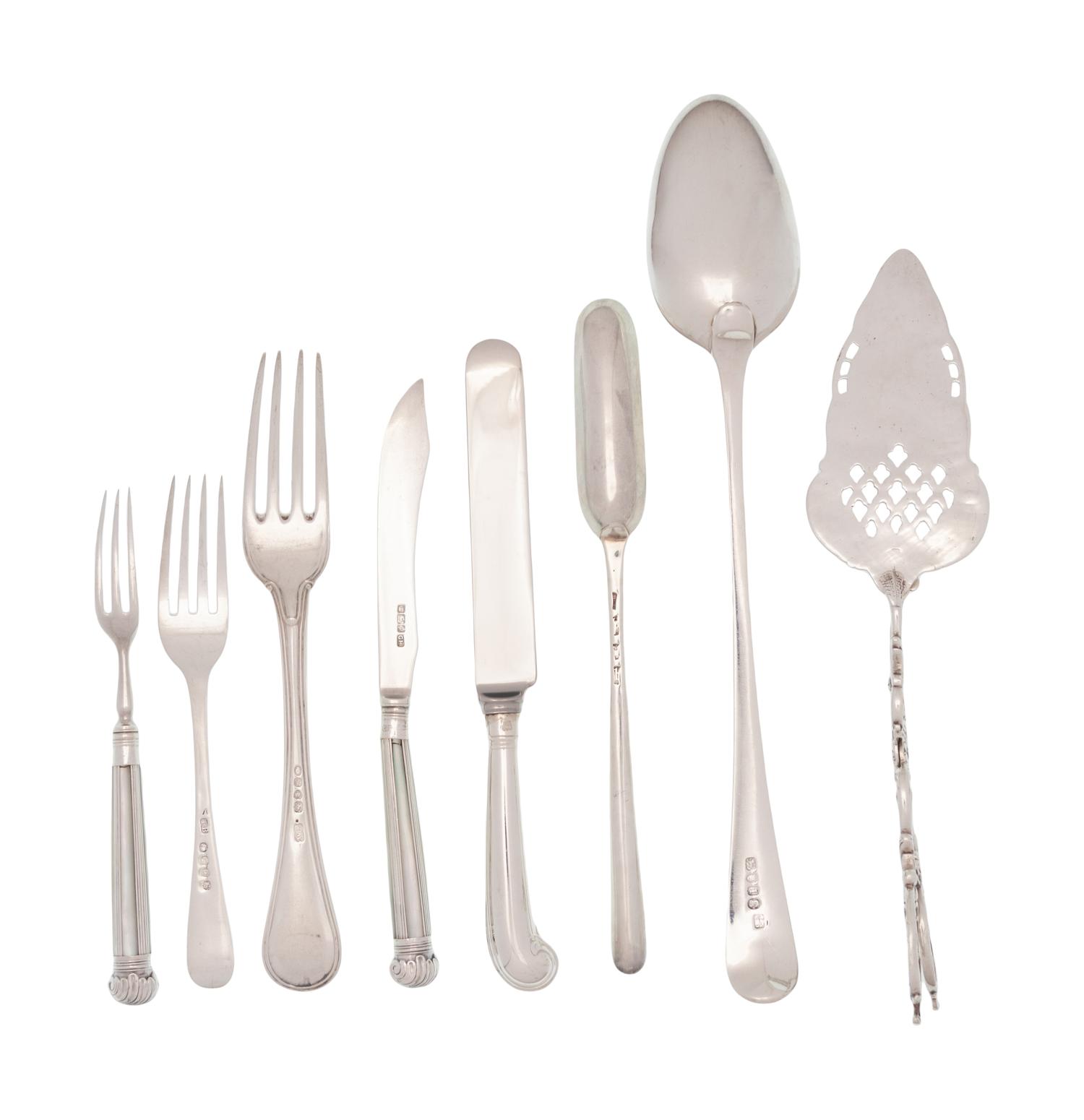 A Collection of British Silver Flatware Articles