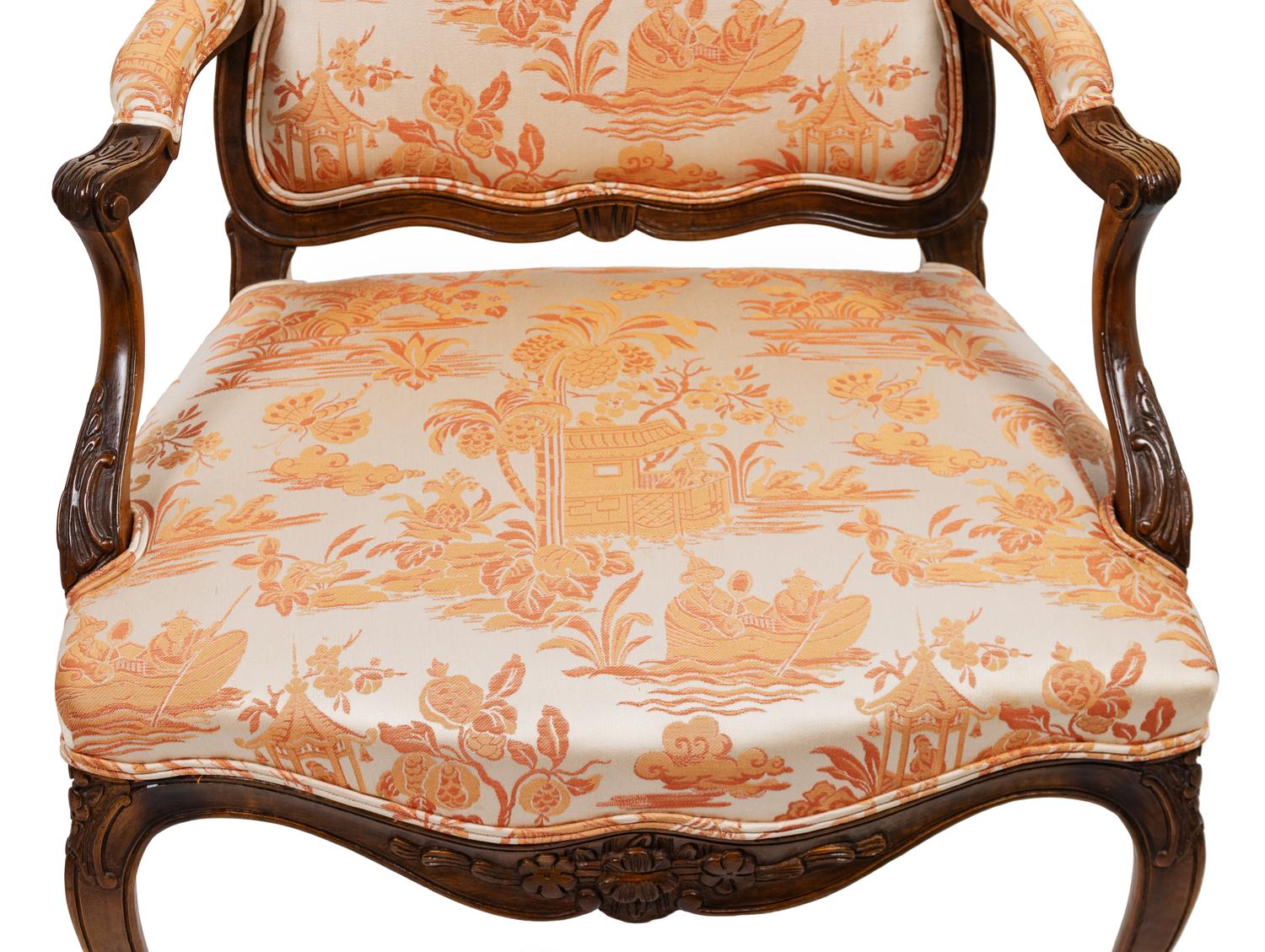 A Pair of Louis XV Style Fauteuils en Cabriolet
