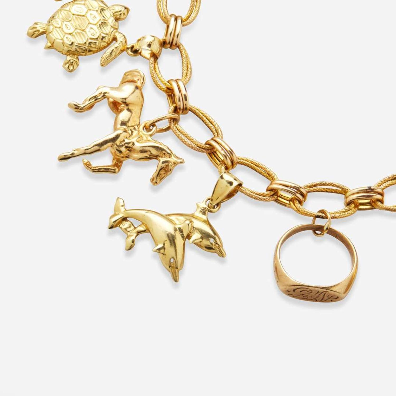 A 14K Yellow Gold Charm Bracelet