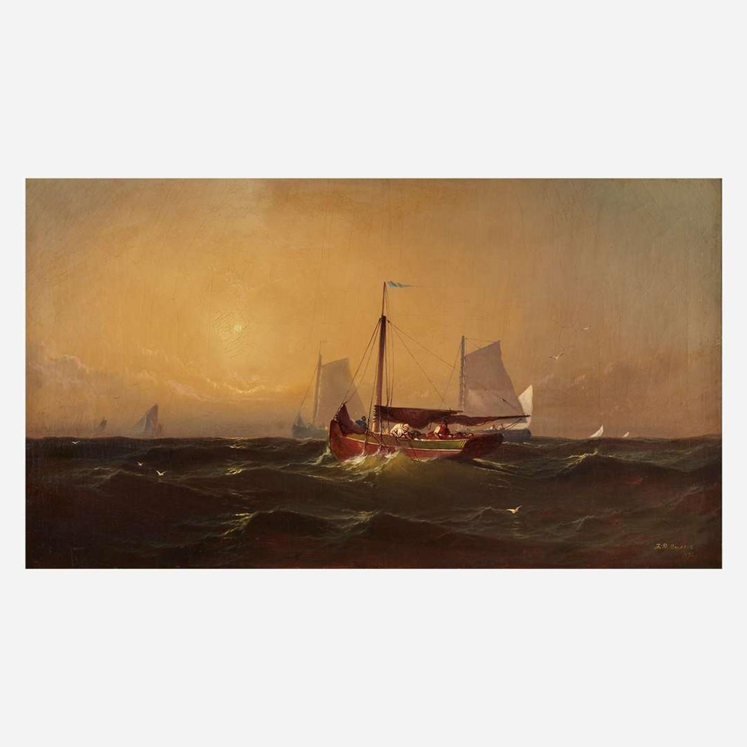 Franklin Dullin Briscoe (American, 1844-1903) Sea Scene with Boats