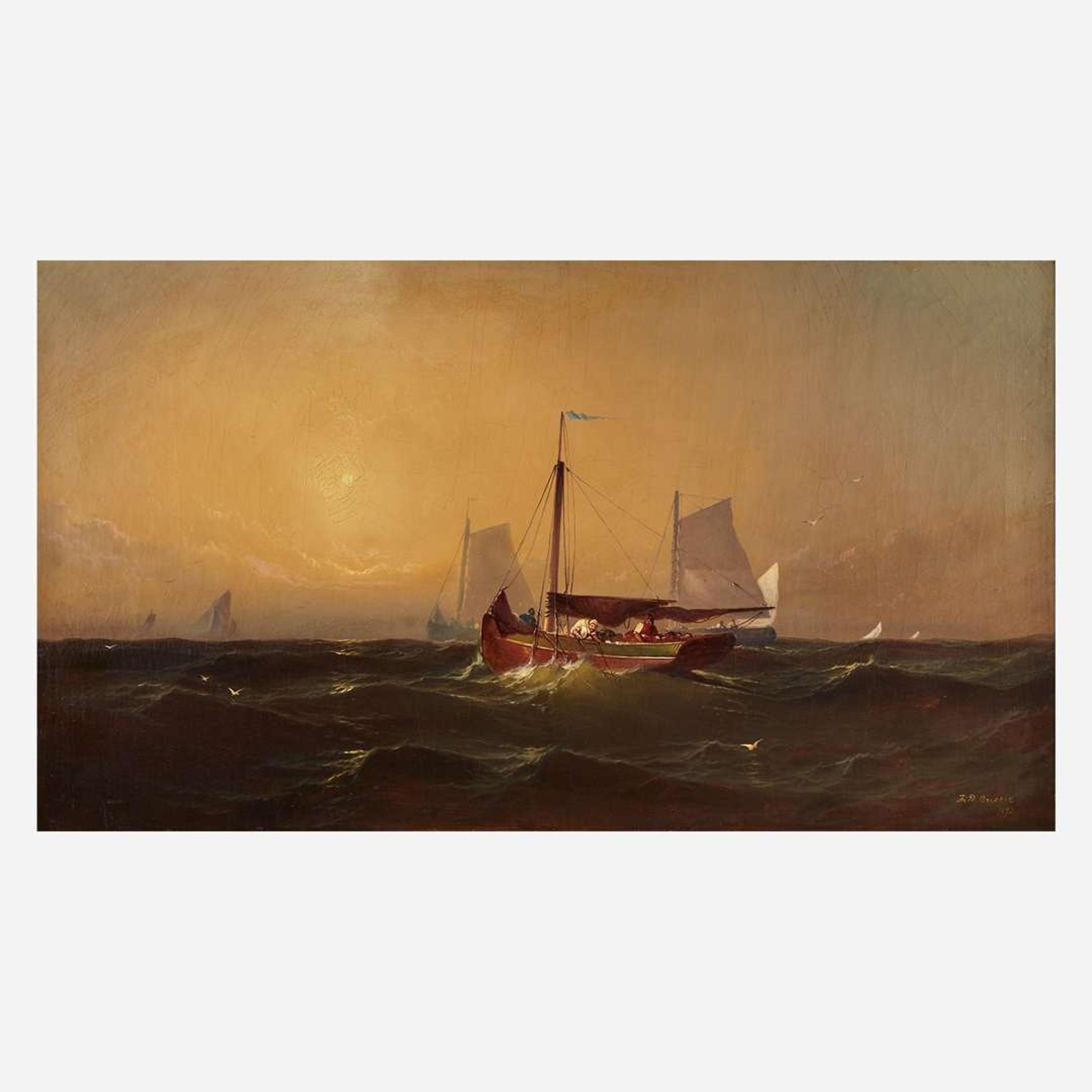 Franklin Dullin Briscoe (American, 1844-1903) Sea Scene with Boats