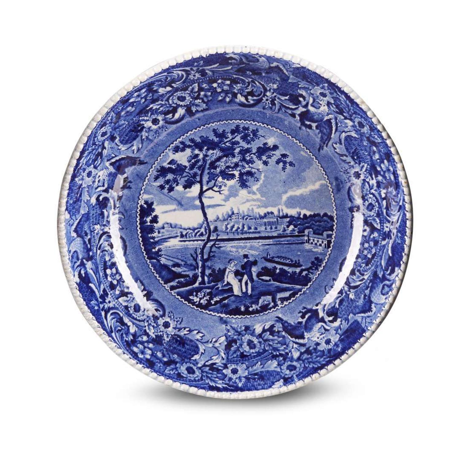 Two Historical Blue Staffordshire 'Fair Mount Near Philadelphia' basins Joseph Stubbs, Burslem, circa 1830