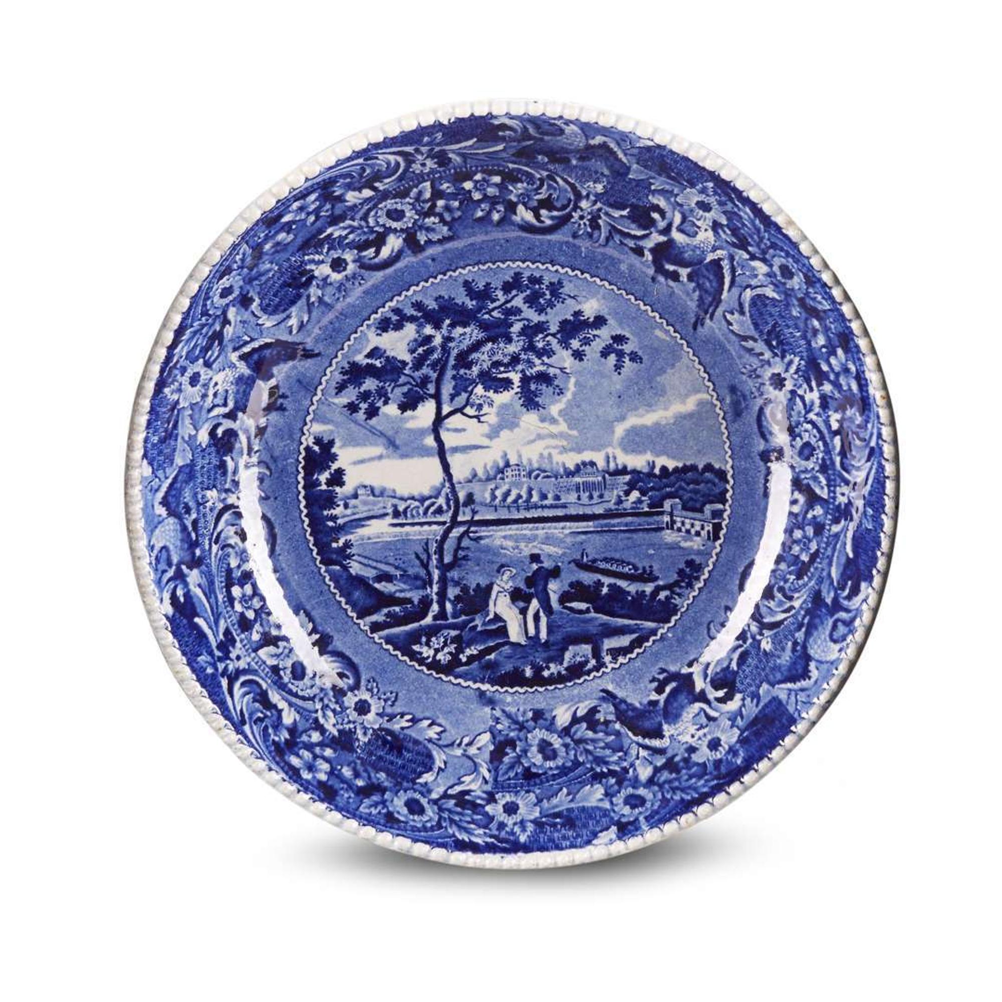 Two Historical Blue Staffordshire 'Fair Mount Near Philadelphia' basins Joseph Stubbs, Burslem, circa 1830
