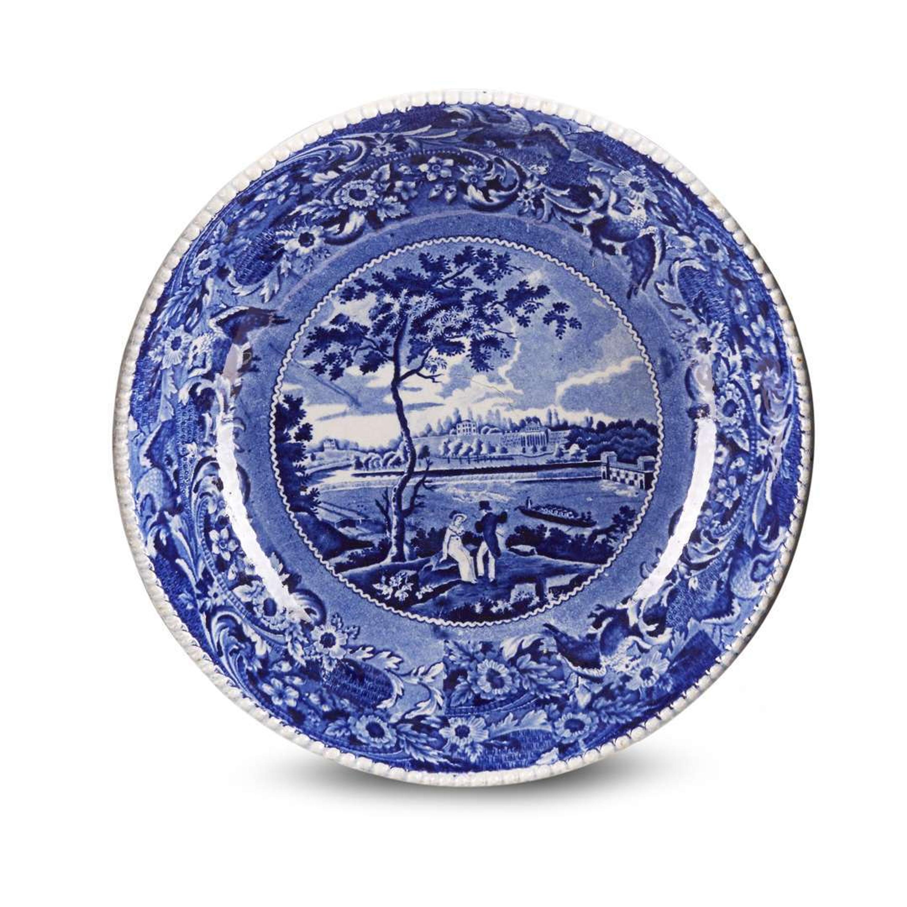 Two Historical Blue Staffordshire 'Fair Mount Near Philadelphia' basins Joseph Stubbs, Burslem, circa 1830