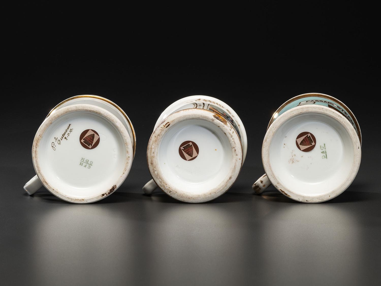 Three Porcelain Occupational Shaving Mugs