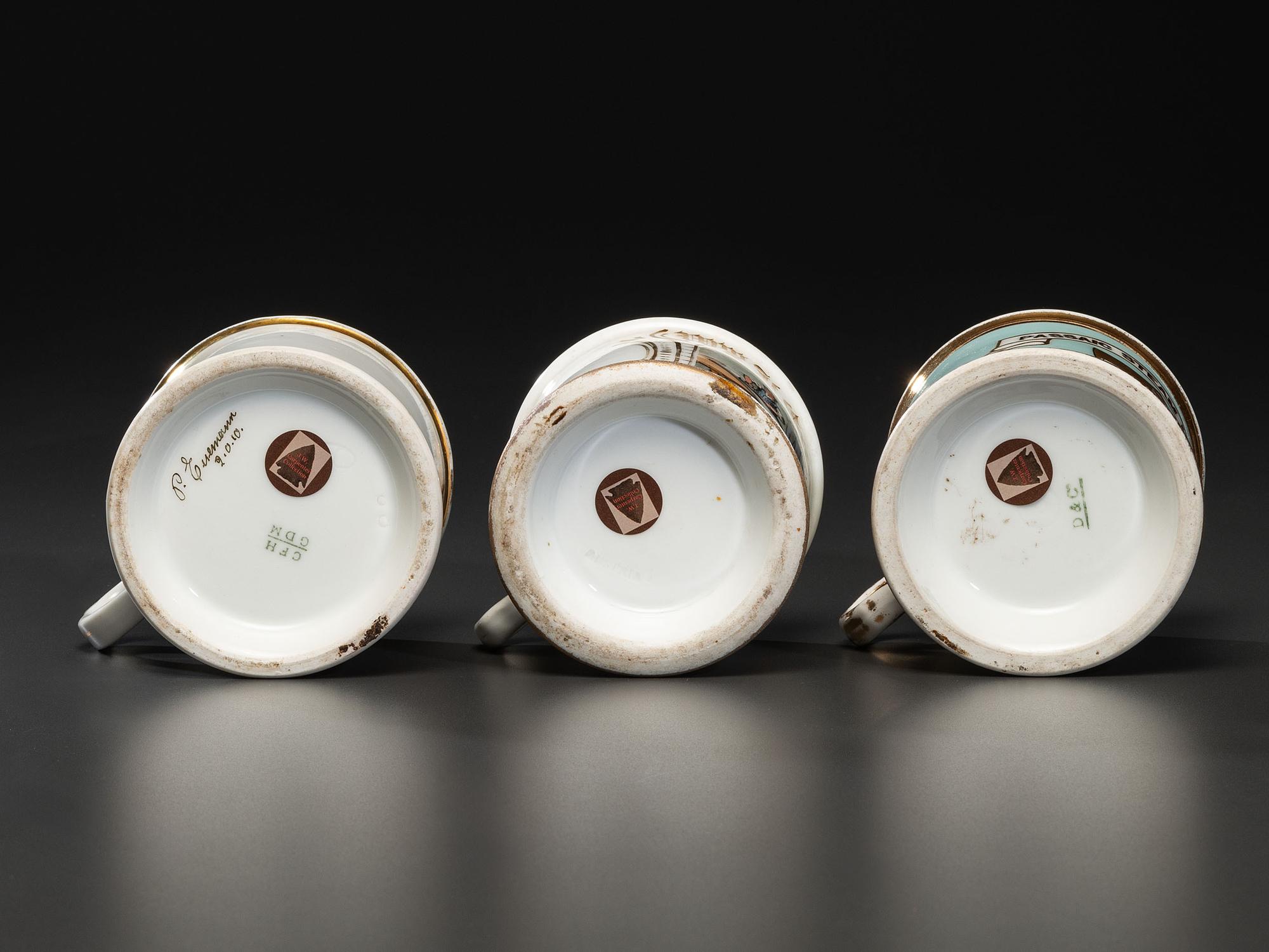 Three Porcelain Occupational Shaving Mugs