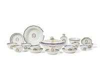 An Assembled Group of Eighteen Chinese Export Porcelain Armorial Tablewares