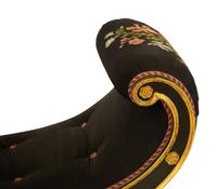 A Regency Ebonized and Parcel Gilt Curule Form Bench