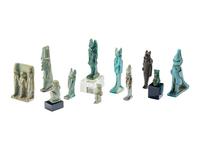 11 Egyptian Faience and Bronze Deity Amulets