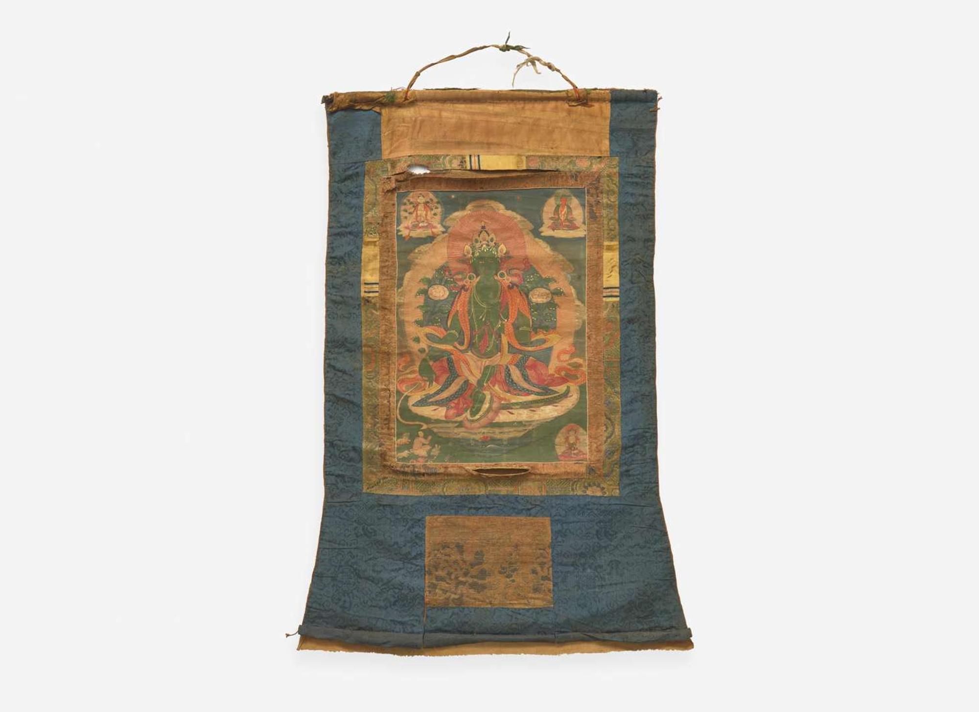 A Tibetan thanka depicting Green Tara, 19th century 藏傳綠度母唐卡 十九世紀