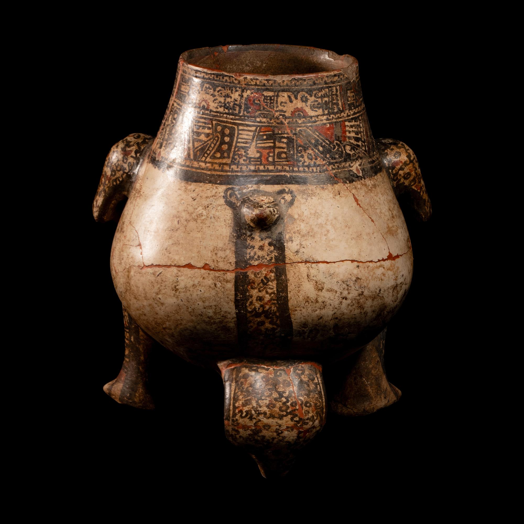 A Nicoya Polychrome Jaguar Effigy Vessel