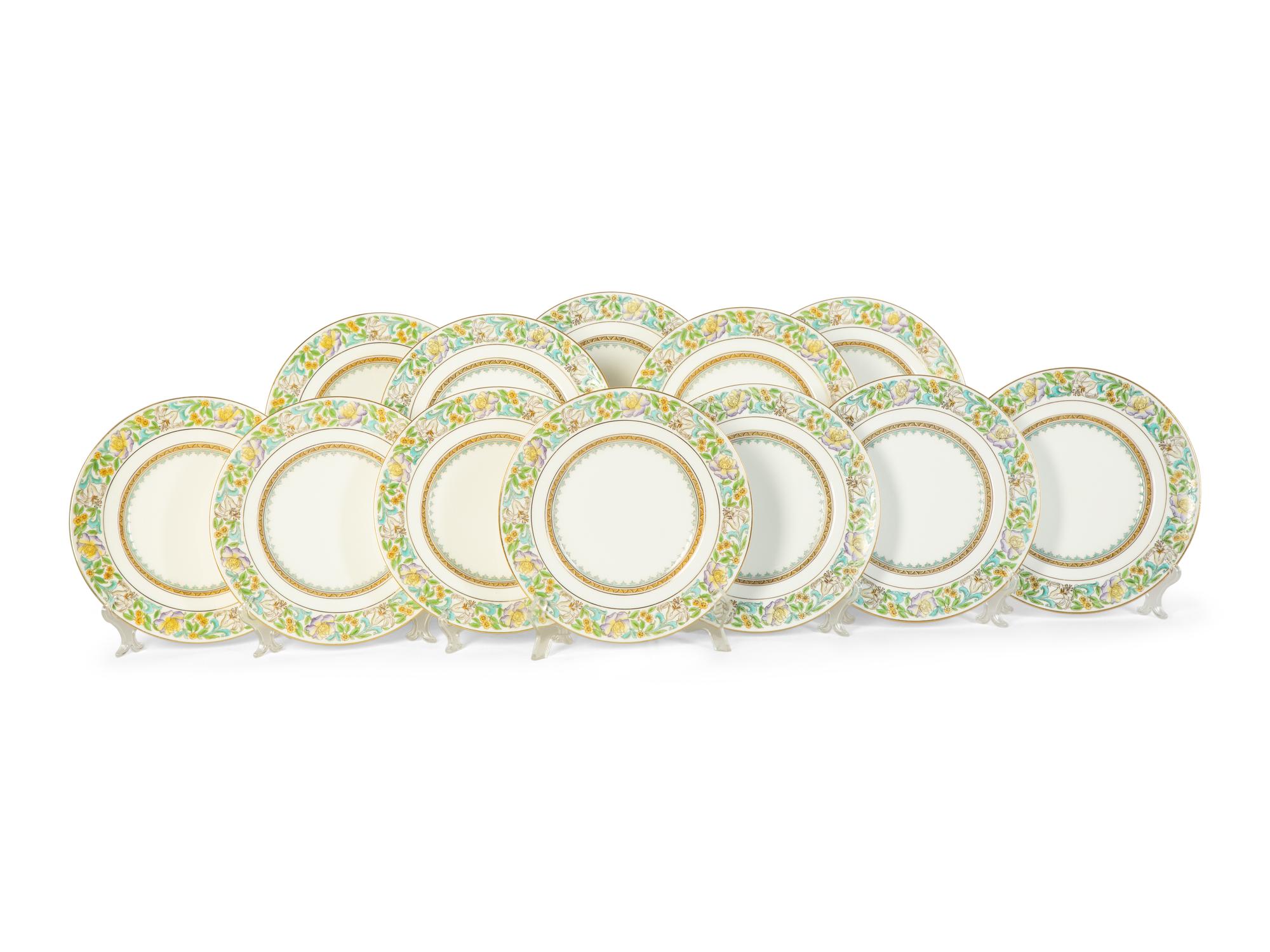 A Set of Twelve Davis, Collamore & Co. Minton Porcelain Dinner Plates