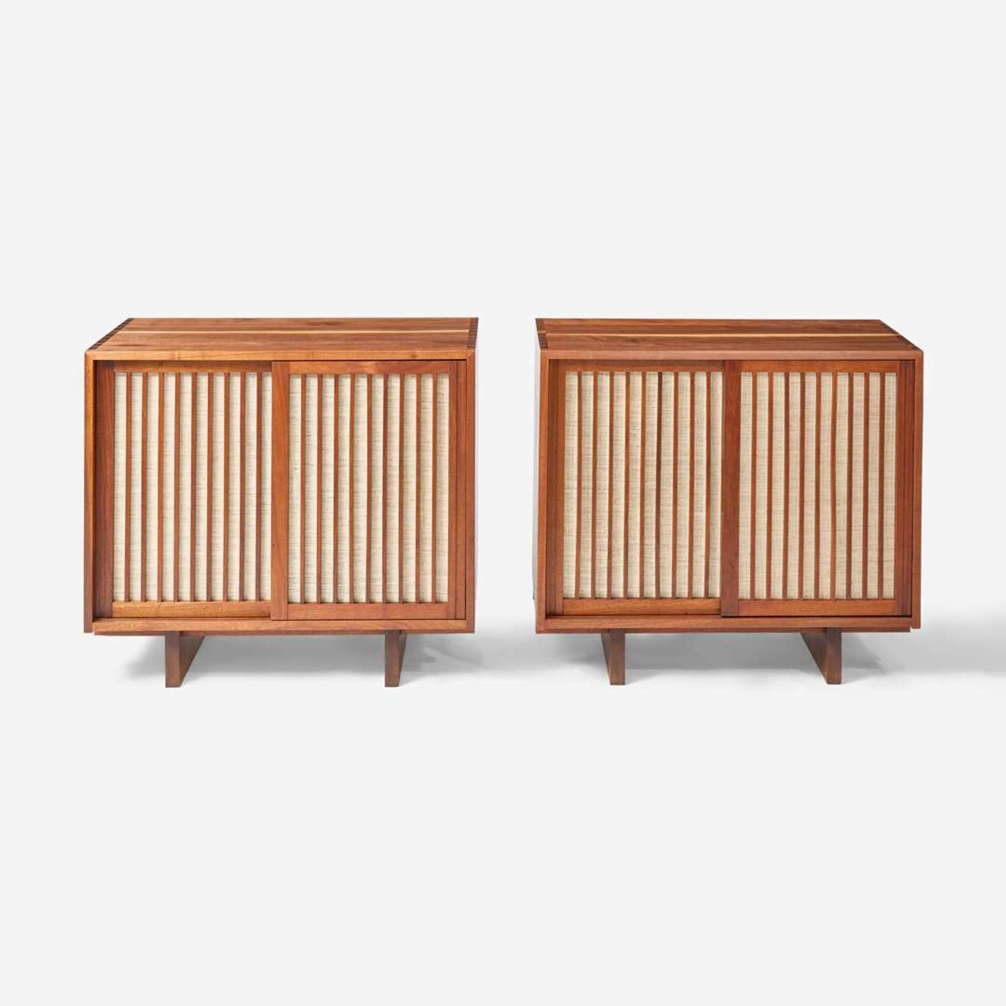 George Nakashima (American, 1905-1990) Pair of Special Double Sliding-Door Cabinets, New Hope, Pennsylvania, 1962