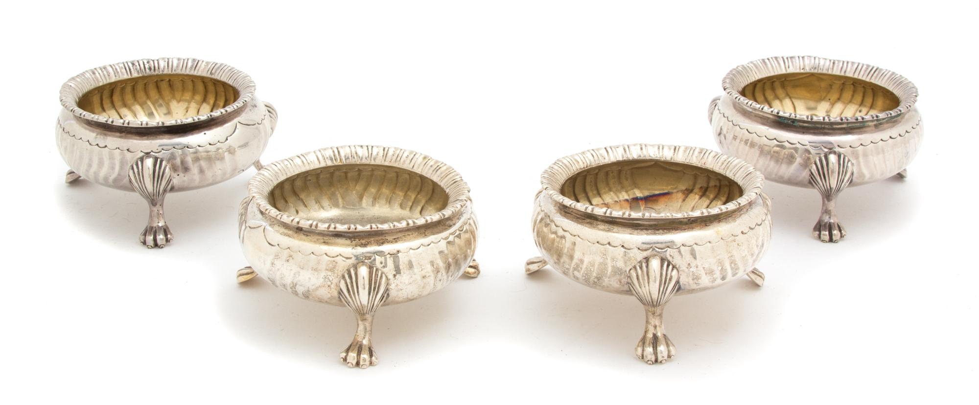 Four English Footed Open Salts, Possibly George Aldwinckle, London, 1889,